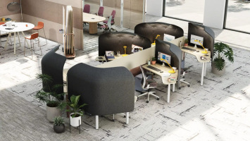 photo of steelcase flex personal spaces- workstations with screen dividers